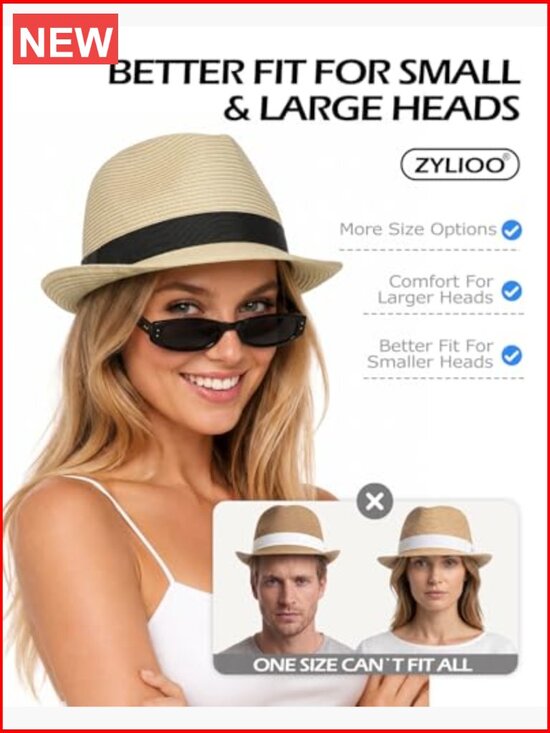 Straw Fedora Hat for Men Women, Short Brim Trilby, Woven Summer Dress Hat main image 7